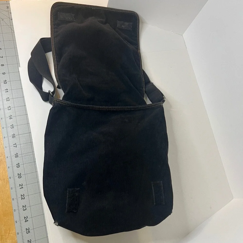 Vintage Diesel Spare Parts Corduroy‎ Crossbody Messenger Bag Black 10 x 14 Flaw
